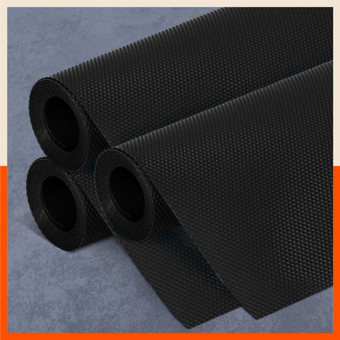 Vega Multipurpose Diamond Texture Shelf Liner | Black ( 45cm X 150cm 380 GSM Pack of 3 )